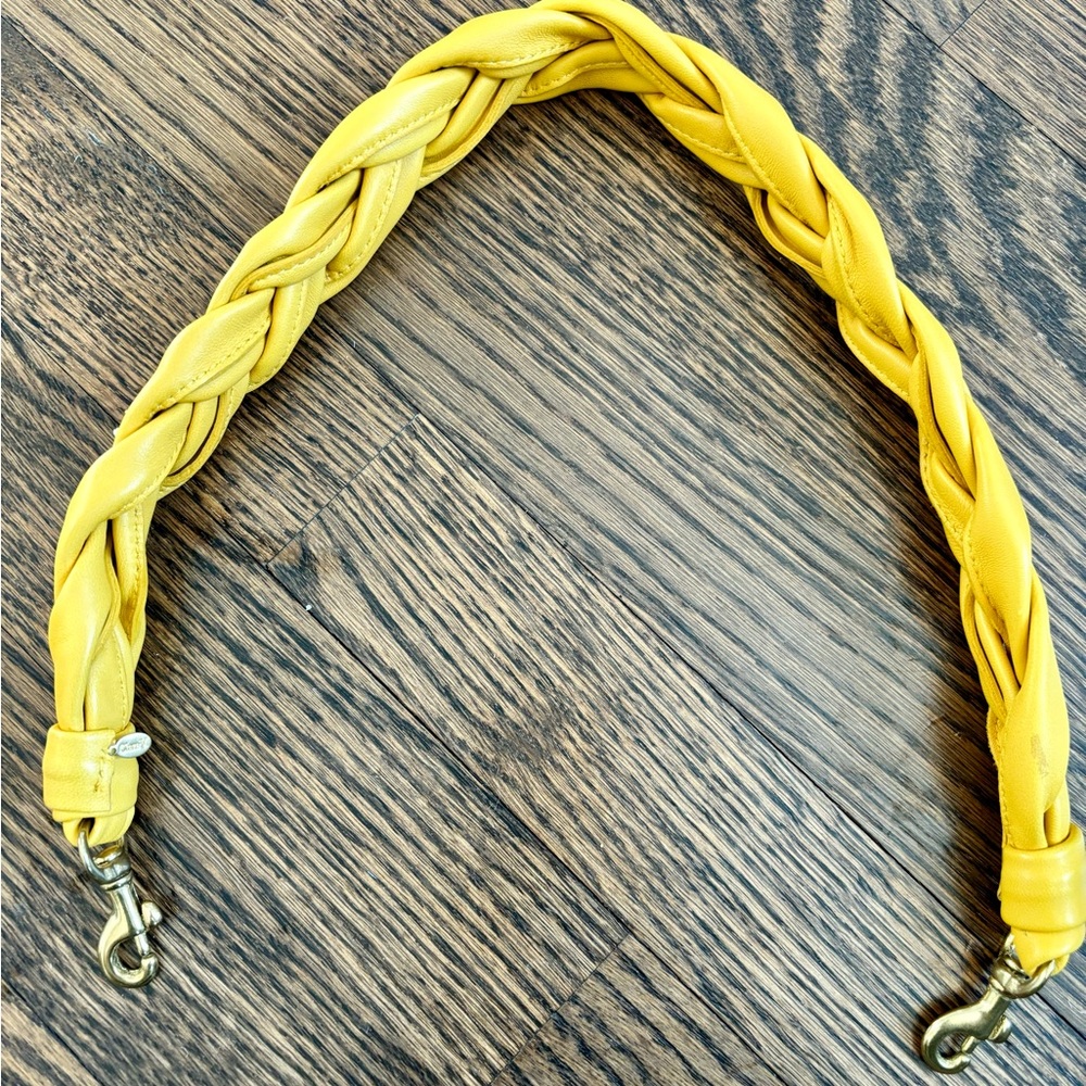 Clare V braided leather shoulder strap in yellow